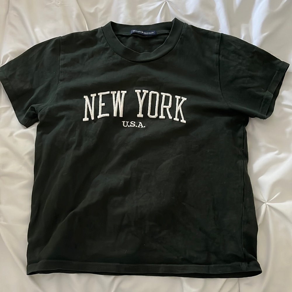 Brandy Melville Green New York Crop Top RARE